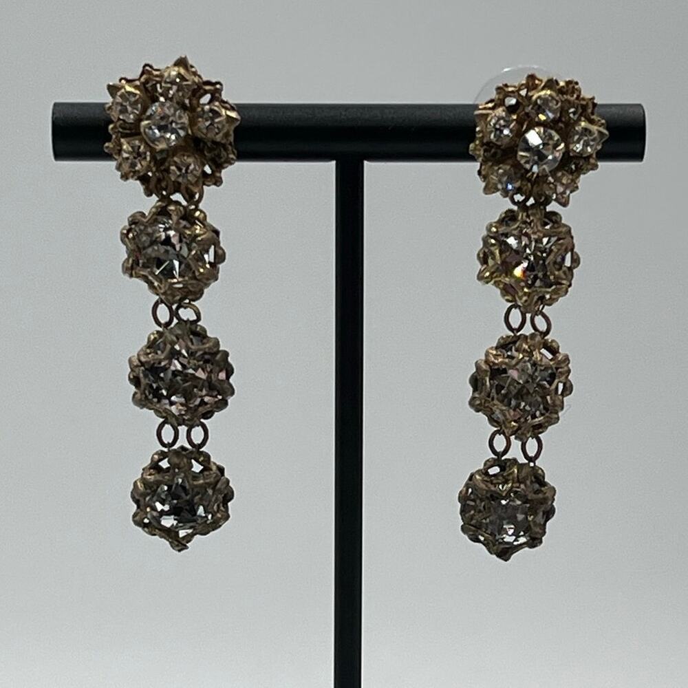 Vintage Gold-Tone Filigree Drop Rhinestone Accents
Statement Dangle Earrings